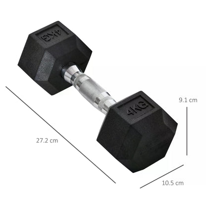 2x4kg Rubber Dumbbell Sports Hex Weights Sets Home Gym Fitness Hexagonal Dumbbells Kit Weight Lifting Exercise  Aosom IE