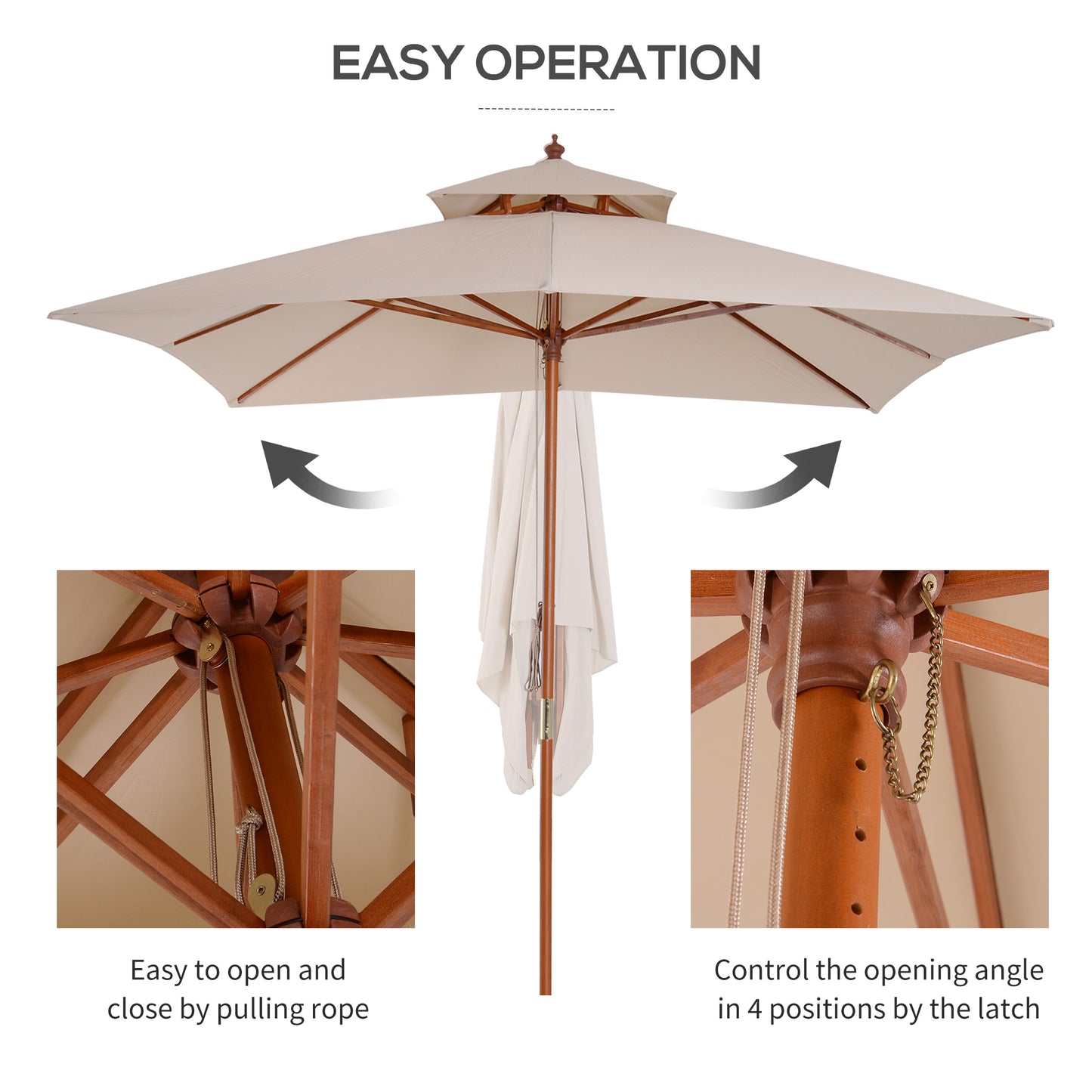 3x3m  Sun Umbrella W/2 Pulley-Beige