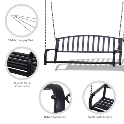 Metal 2-Seater Outdoor Swing Chair Black