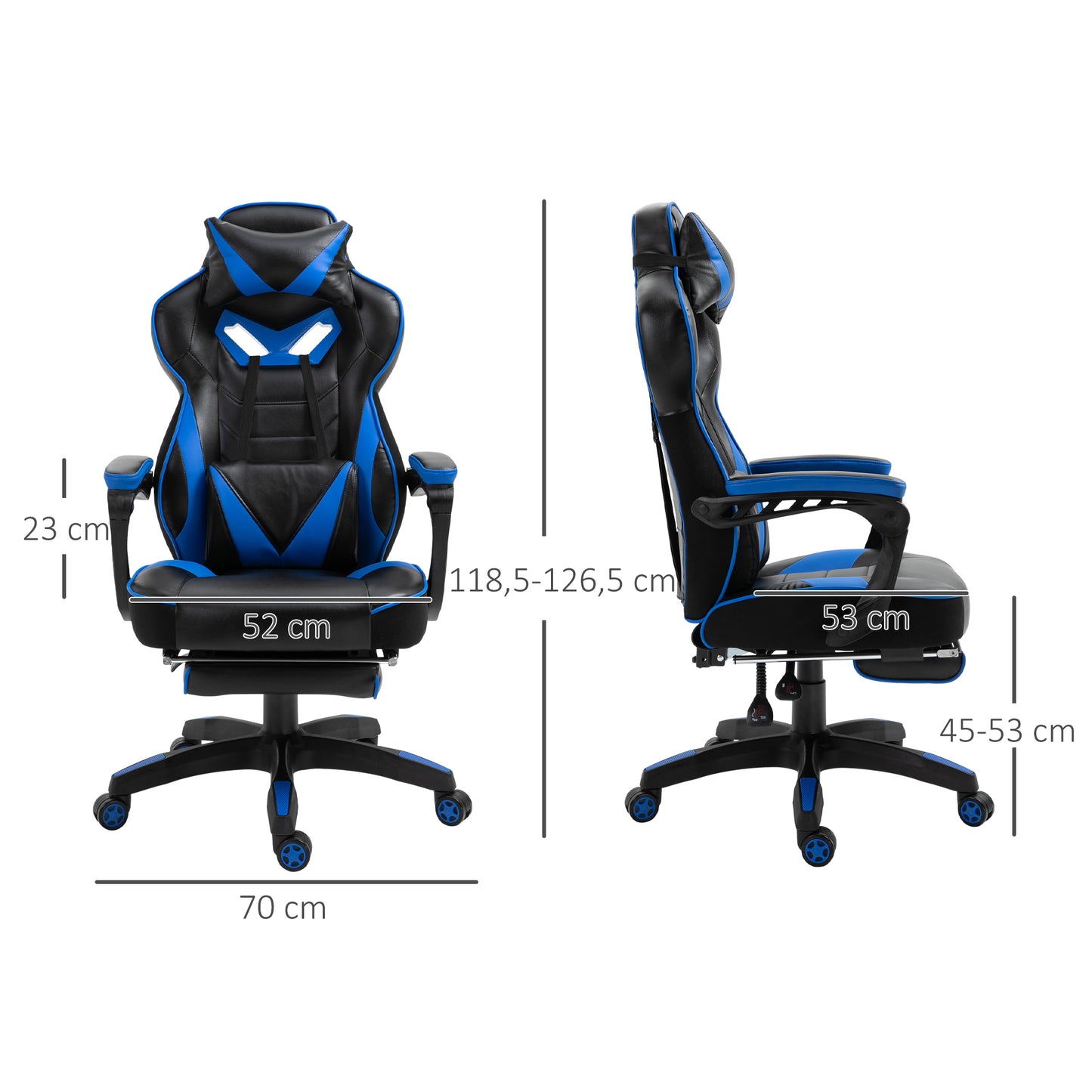 Ergonomic Racing Gaming Chair Office Desk Chair Adjustable Height Recliner, Blue