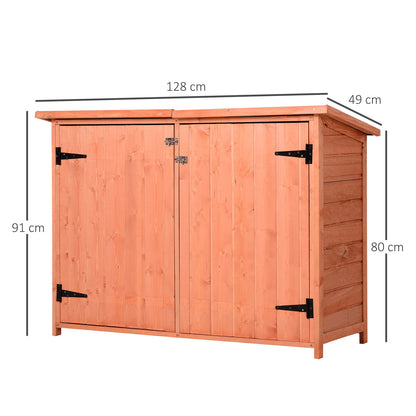 Fir Wood Garden Storage Shed Double Door 128x50x90cm