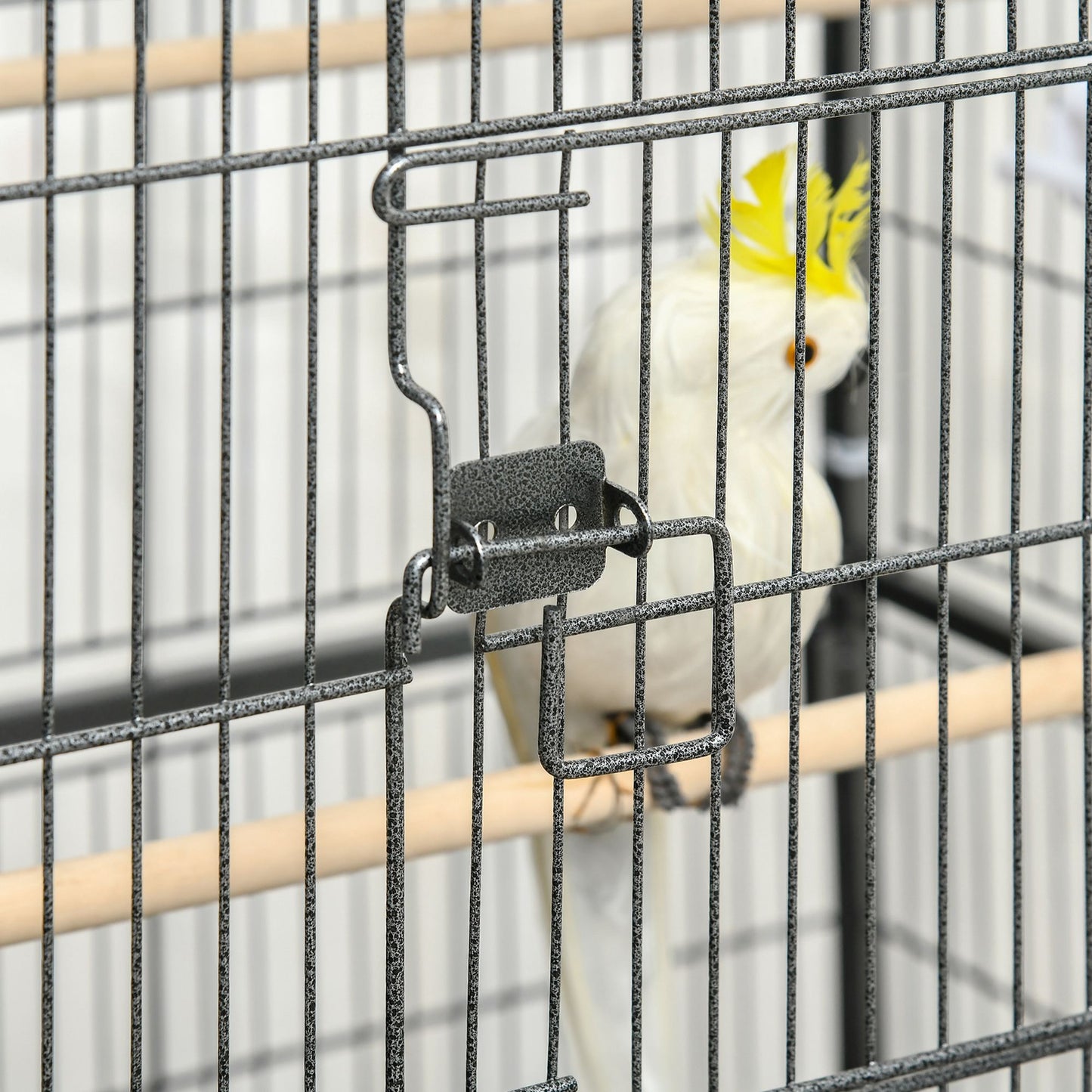 Large Bird Cage Budgie Cage for Finch Canaries Parakeet with Rolling Stand, Slide-out Tray, Storage Shelf, Food Containers, Dark Grey