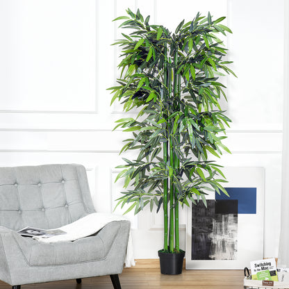 Outsunny 6ft Artificial Bamboo Tree Plant Greenary in A Pot for Home Office Planter 1.8M Decor 