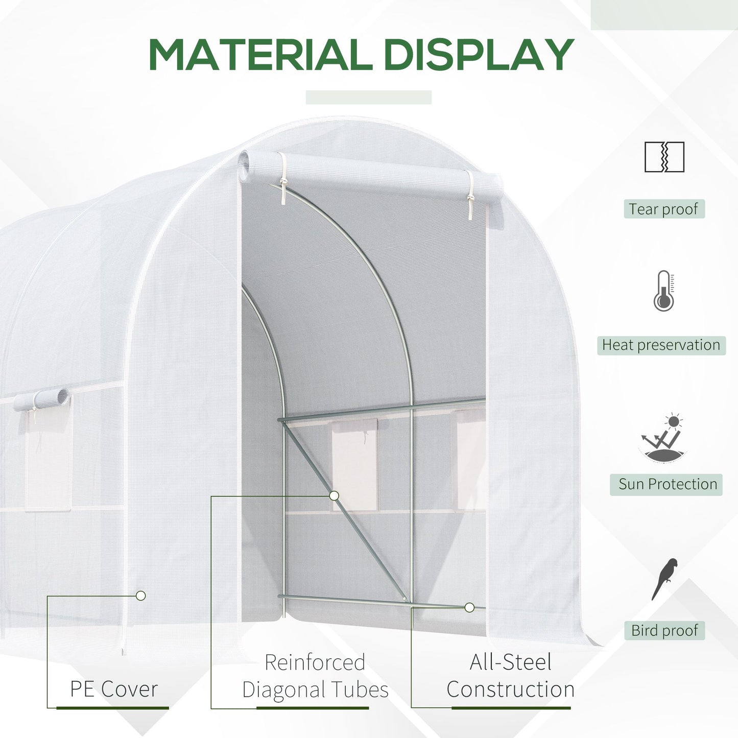 250L X 200W X 200H cm Walk-in Greenhouse-White PE