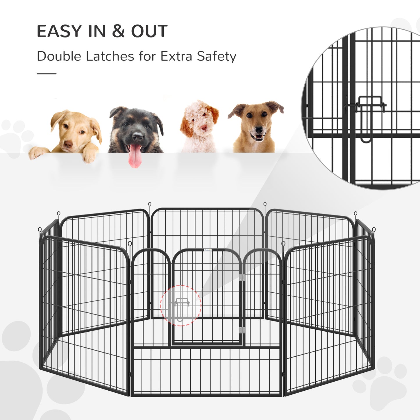 Heavy Duty Dog Pet Puppy Metal Playpen Play Pen Rabbit Pig Hutch Run Enclosure Foldable Black 79 x 79cm (Medium)