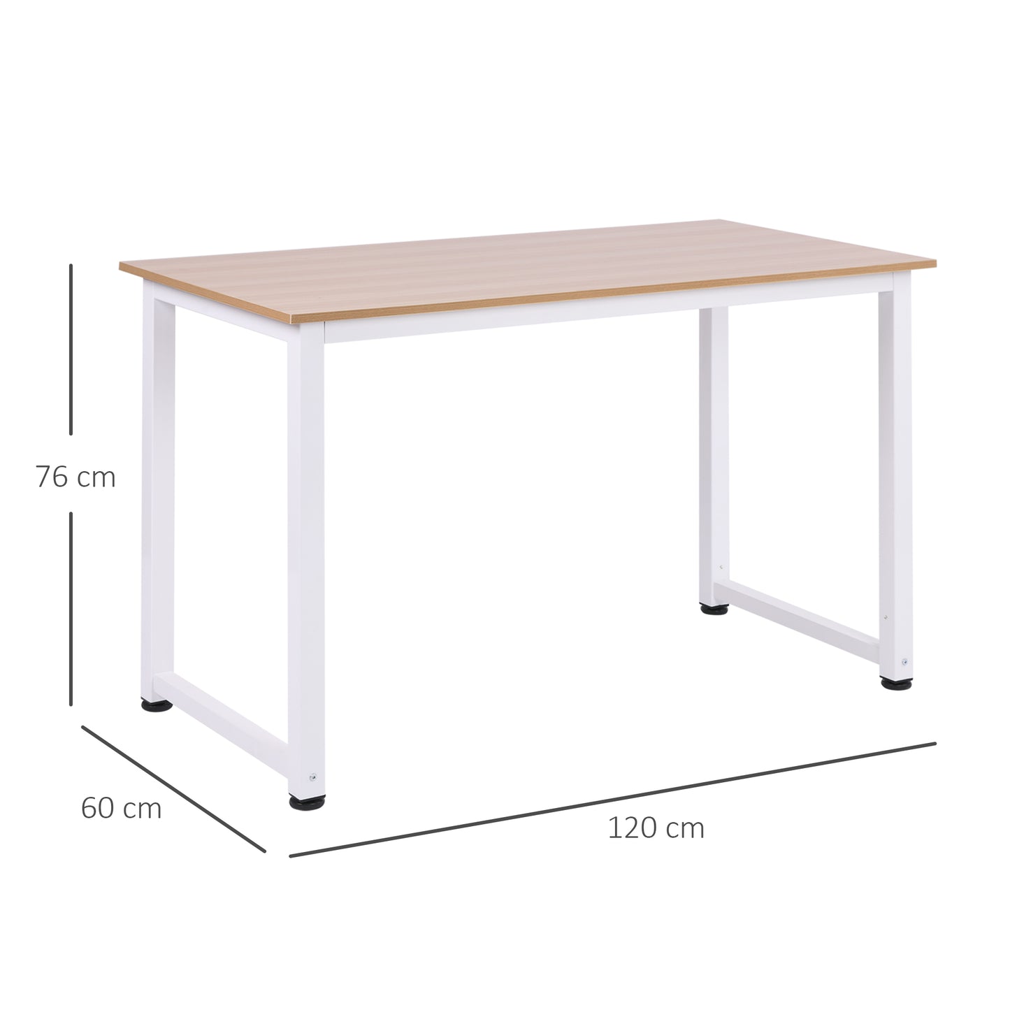 Computer Desk W/ White Metal Frame MDF, 120W x 60D x 76Hcm-Oak Grain Tone