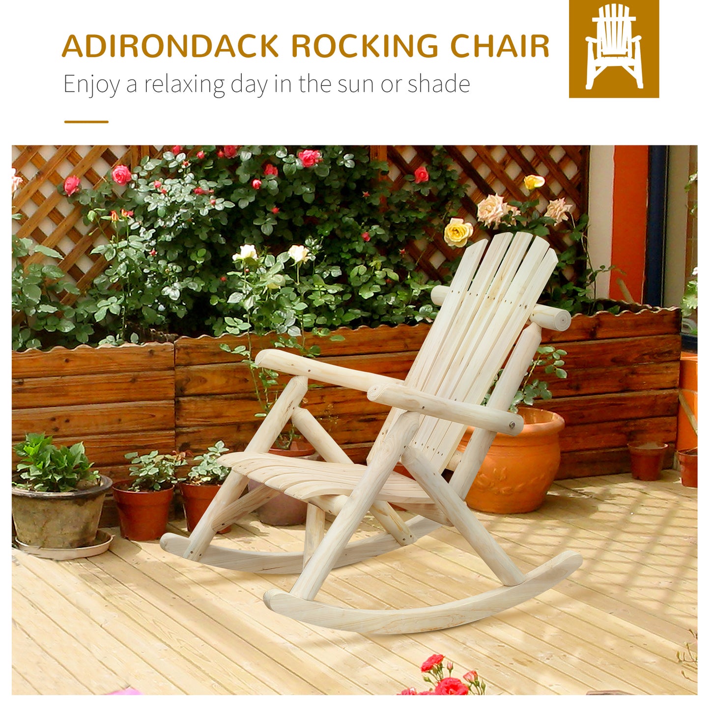 Cedar Wood Rocking Armchair, 96Lx66Wx98H cm