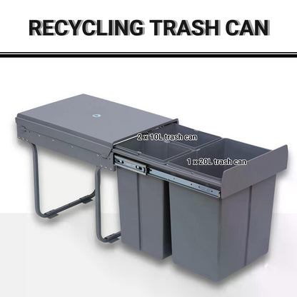 Kitchen Cupboard Bin Recycle Waste Bin Pull Out 48x34.2x41.8 cm-Grey