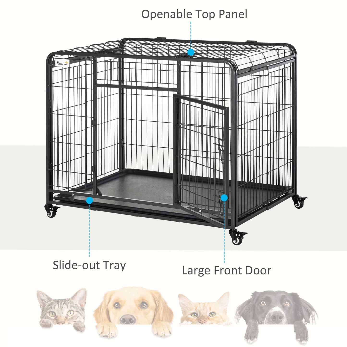 Heavy Duty Dog Crates Foldable Puppy Kennel and Cage Pet Playpen with Double Doors