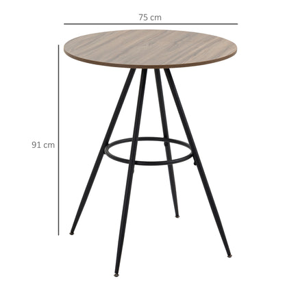 Round Bar Table with Fixed Tabletop and Steel Legs, Circular Cocktail Table for Dining Room, Home Bar