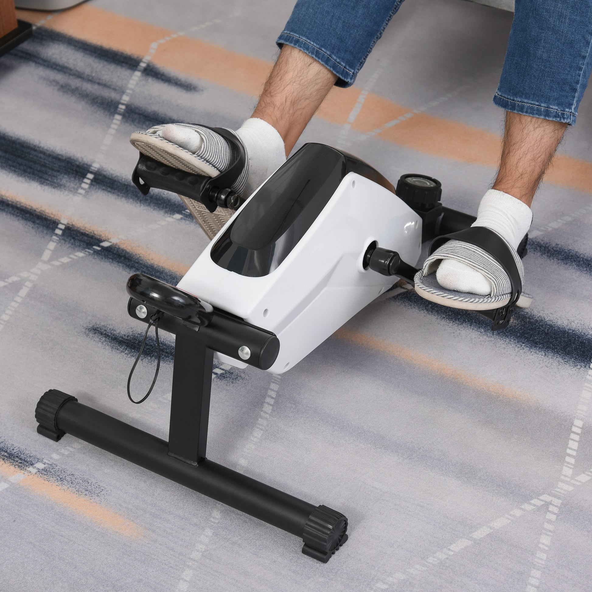 HOMCOM Under Desk Bike Magnetic Elliptical Machine Elliptical Trainers Pedal Trainer w/LCD Display and 8-Level Adjustable Resistance