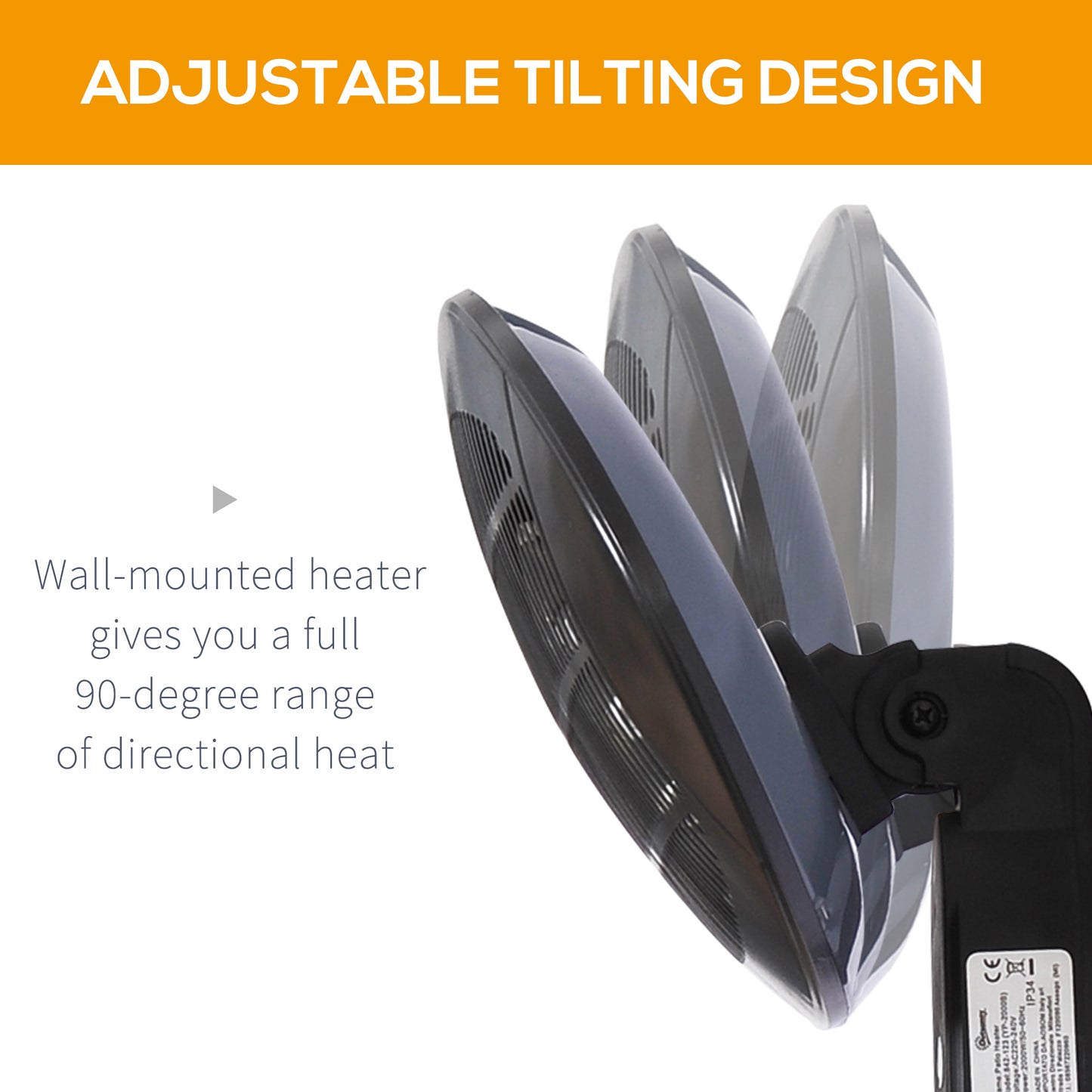 Wall Mounted Electric Infrared Patio Heater Garden Heater Warmer Aluminium 3 Power Setting 2kW Outdoor & Indoor