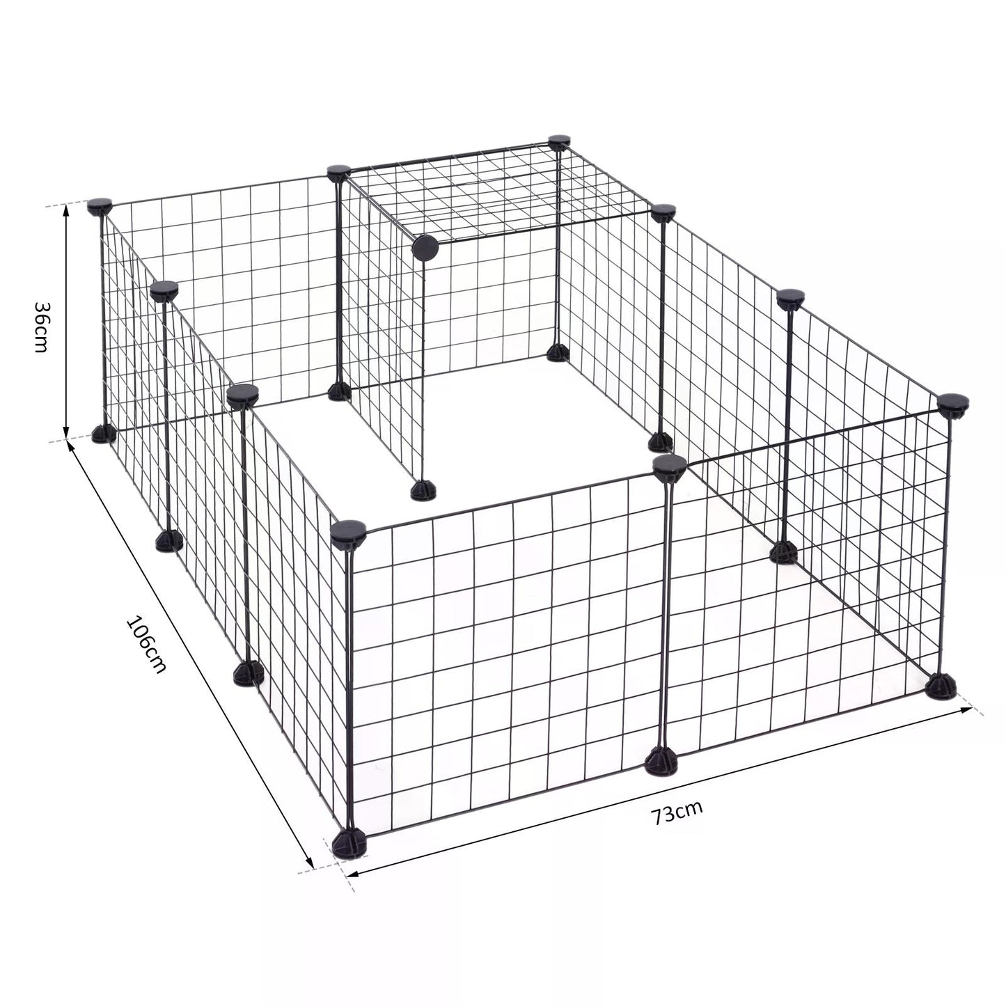 Dog Playpen, Dog Pen Indoor, DIY, Metal Wire Fence 12 Panel Enclosure Indoor Guinea Pig Rabbit Small Animals Cage Black