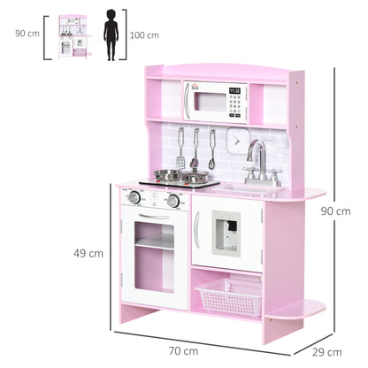 Pink Childrens Kitchen, with Lights, Sounds, Microwave, Sink and Storage