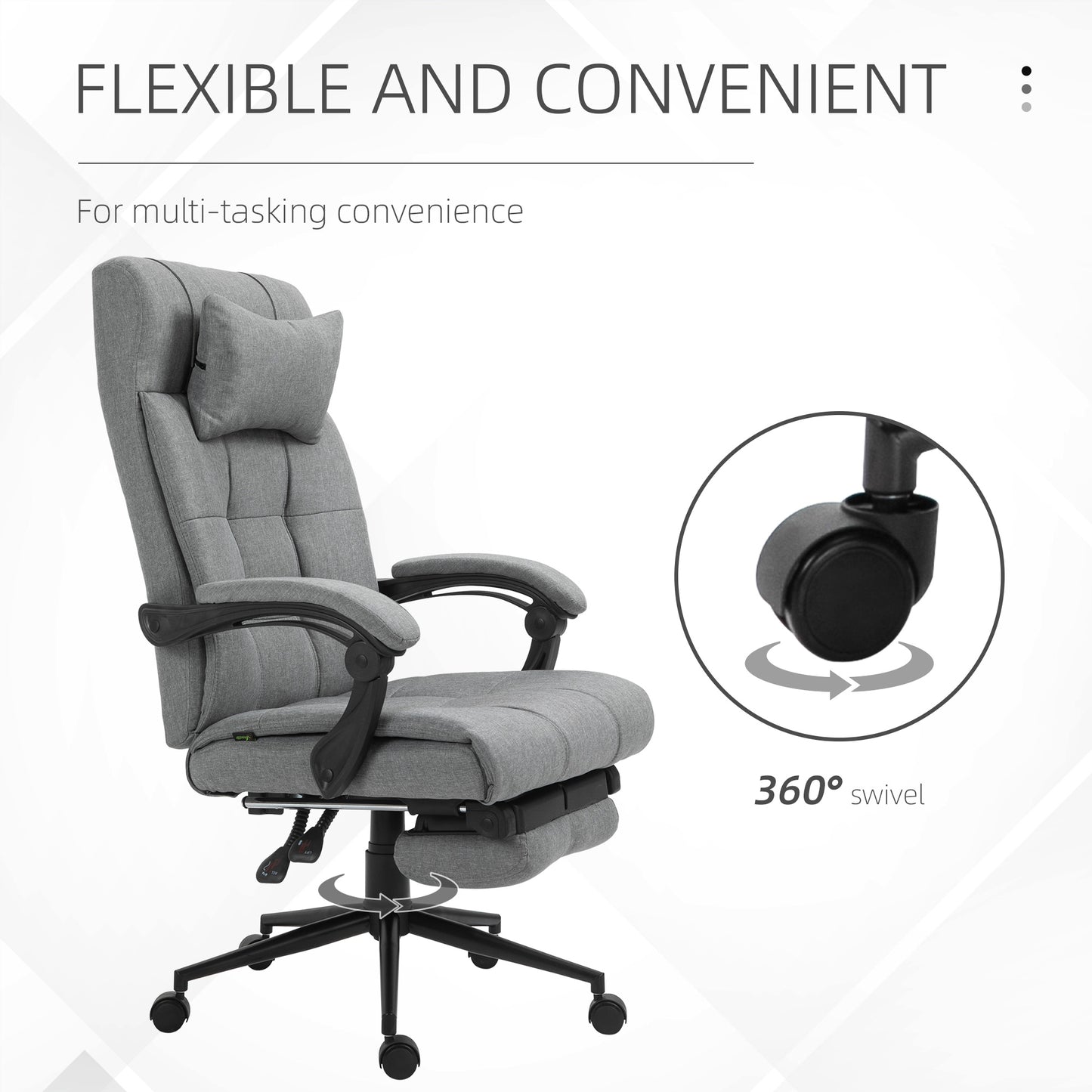 Reclining Home Office Chair Ergonomic Conference Executive Manager Work Support Adjustable Rolling Swivel W/Armrest Lumber