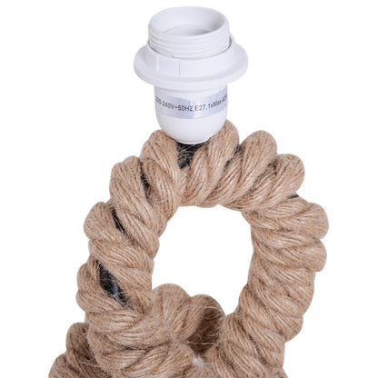 Rope Table Lamp, Linen Lamp Shade Indispensable Nautical Twisted Rope E27 Base Beige