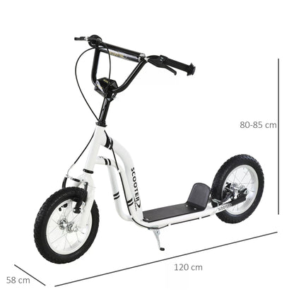 Big Wheel Scooter, Bicycle Scooter, Kick Scooter for Kids, Front and Rear Caliper Dual Brakes 12-Inch Inflatable Front Wheel