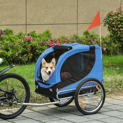 Pawhut Folding Bicycle Pet Trailer W/Removable Cover-Blue