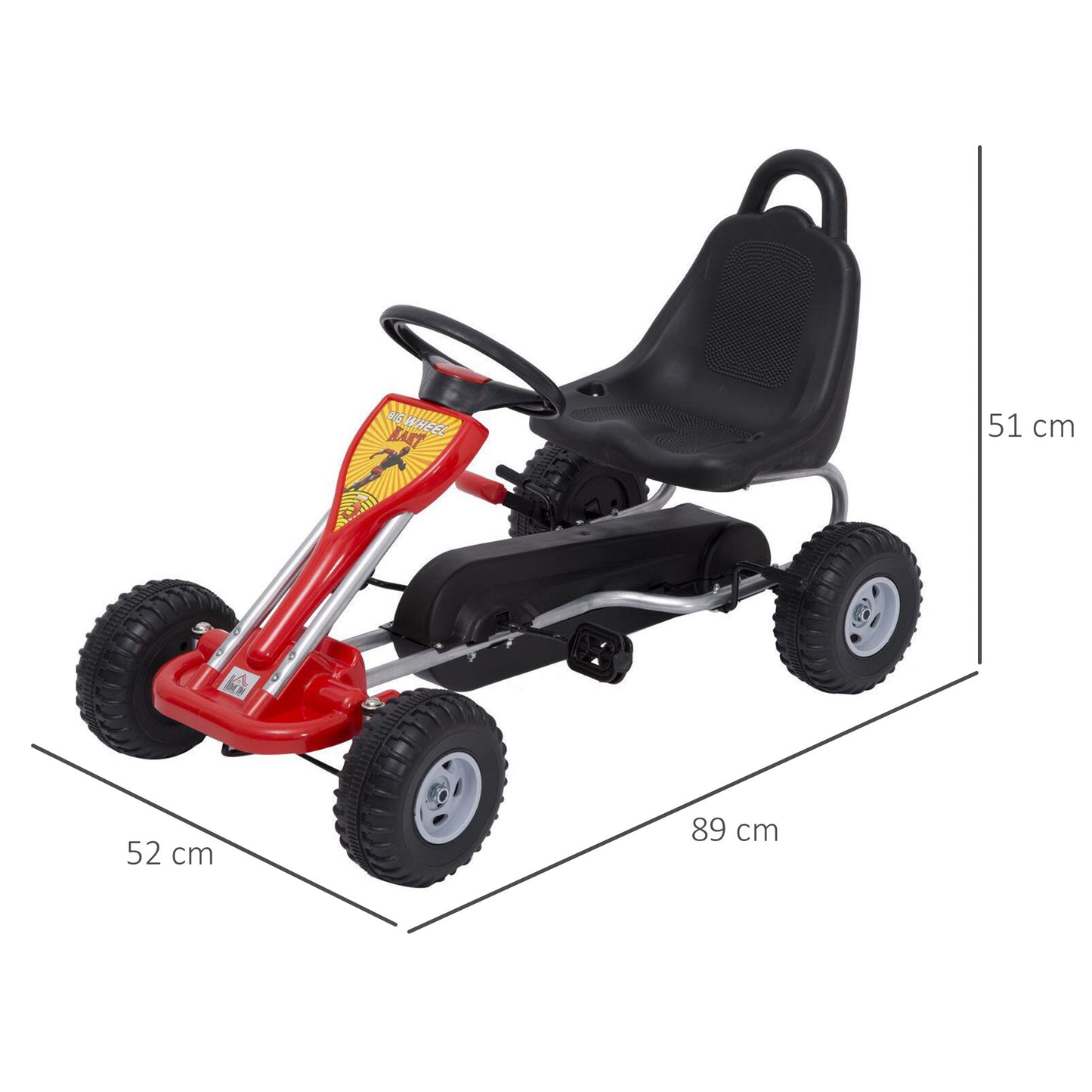 Homcom Pedal Go Kart Go Karting For Kids Children'S Go Karts Kids Pedal Cart Racing Fun Adjustable Seats W/Hand Brake-Red