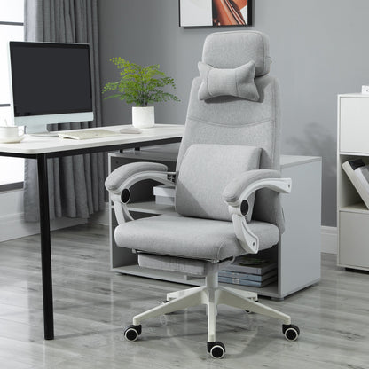 Vinsetto Polyester Ergonomic Neck & Back Support Office Chair Wheels Chair Computer Chair Home Office Chair Ergonomic Chair Grey