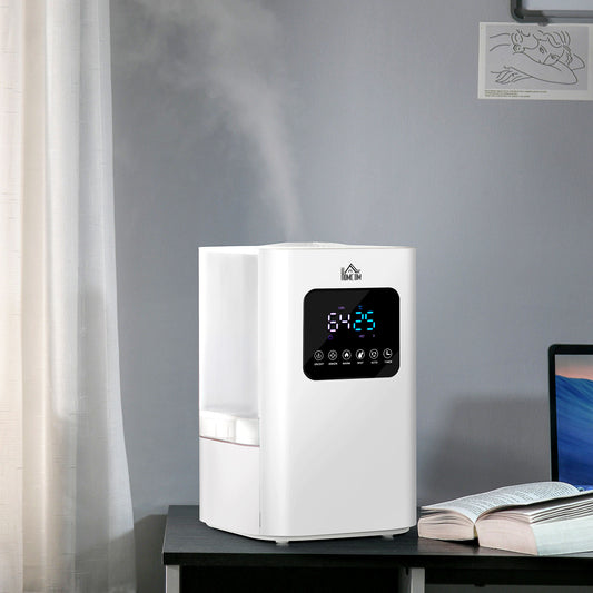 HOMCOM 6L Warm Cool Mist Humidifiers for Bedroom, Air Humidifiers with Remote, LED Display, Quiet Operation with Auto Mode, White 