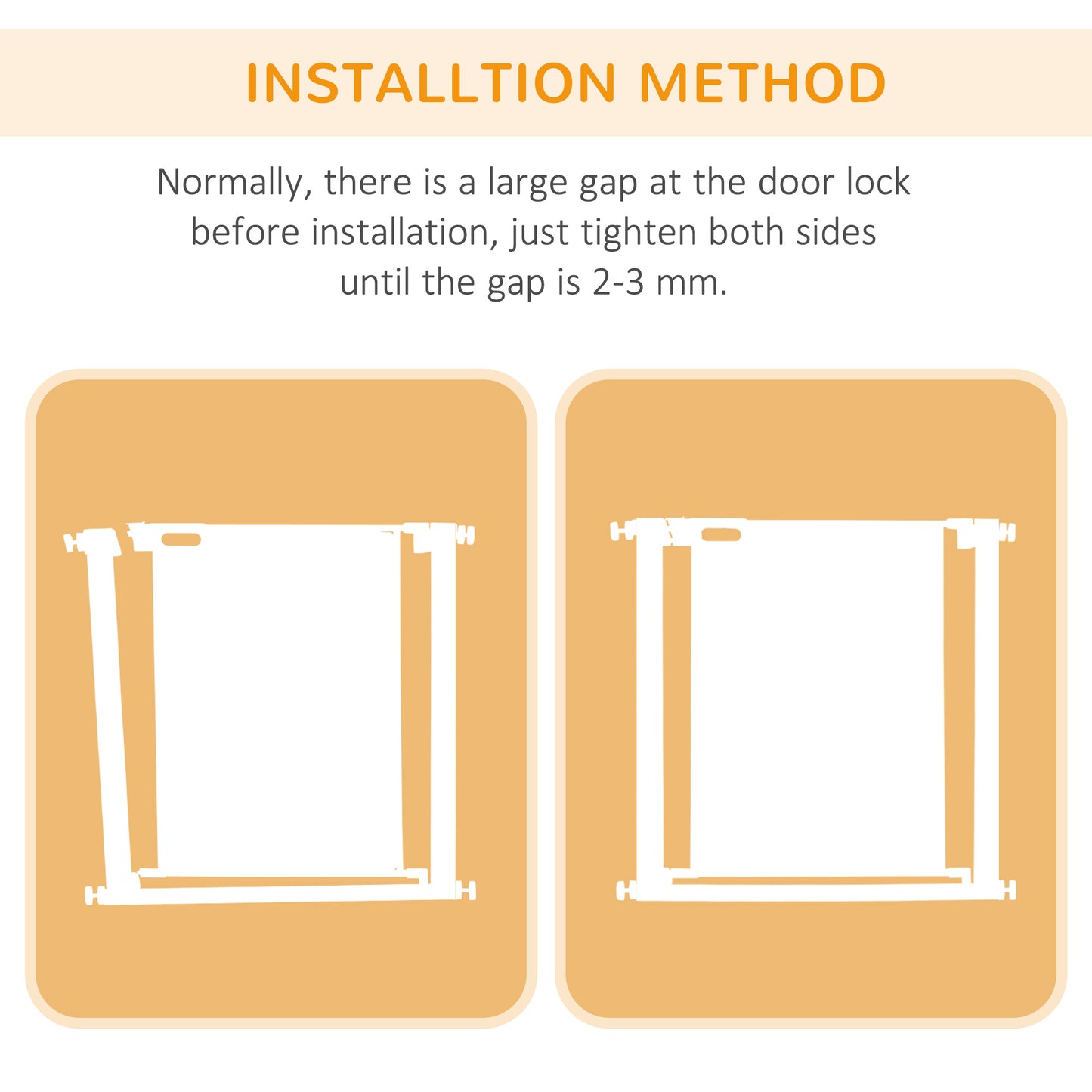 Dog Barrier for House, Safety Gate for Doors and Stairs, Dog Gate with Auto Close, Double Locking Openings 75-82 cm White