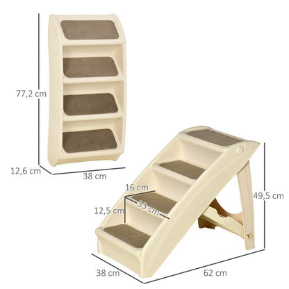 Puppy Steps for Bed, Foldable with Non-Slip Mats 62 x 38 x 49.5cm - Beige