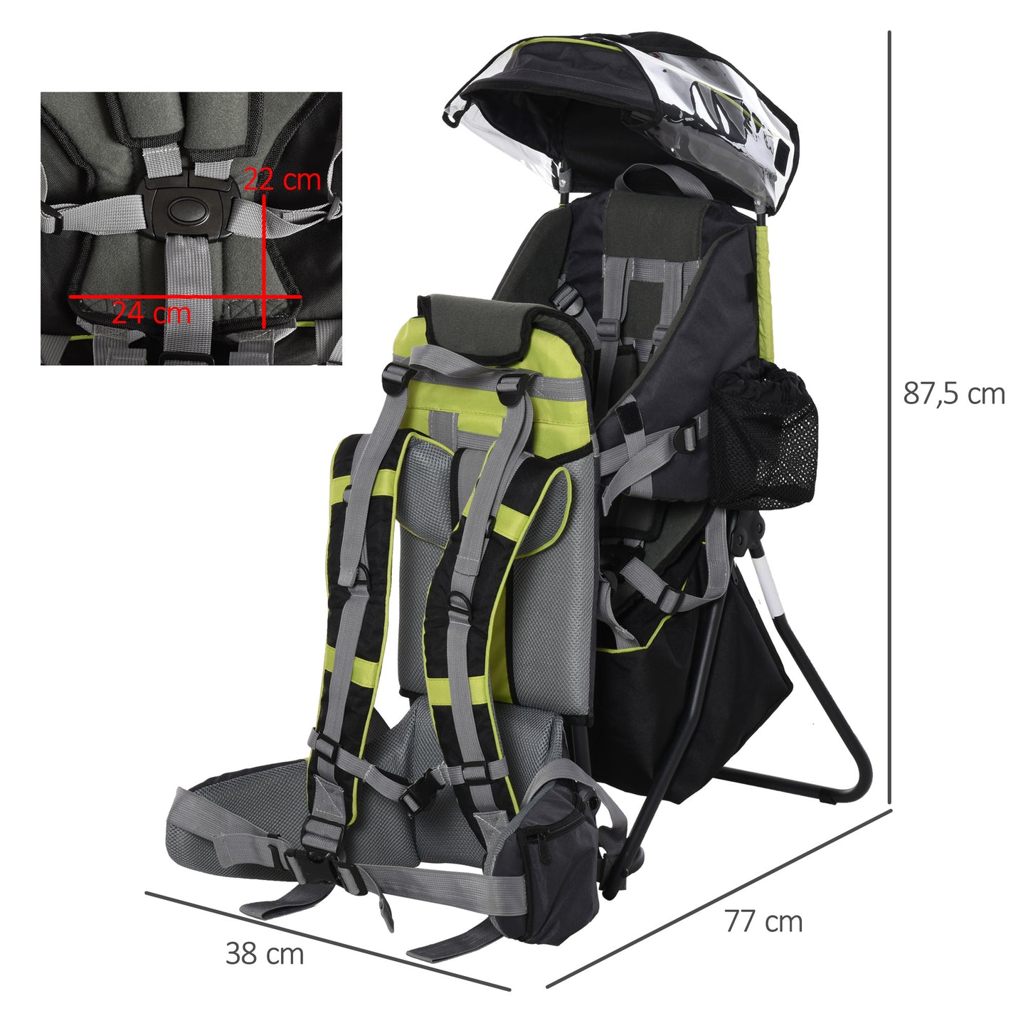 Baby Backpack, for Hiking Child Carrier with Ergonomic Hip Seat Detachable Rain Cover Adjustable Straps