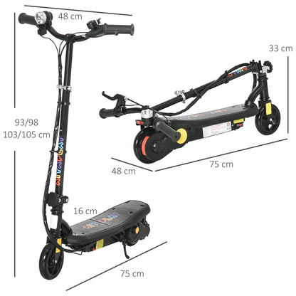 Foldable Electric Scooter, Childrens Electric Scooter, w/LED Headlight, Height Adjustable, for 7-14 Years - Black