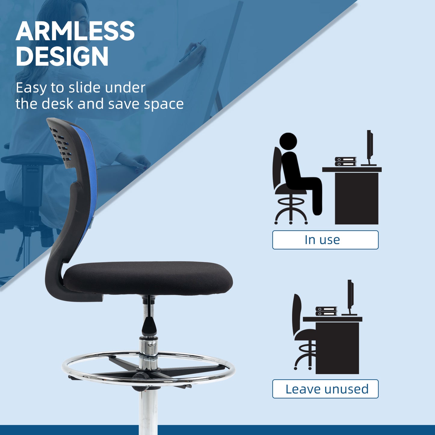 Standing Desk Chair, with Lumbar Support, Dark Blue