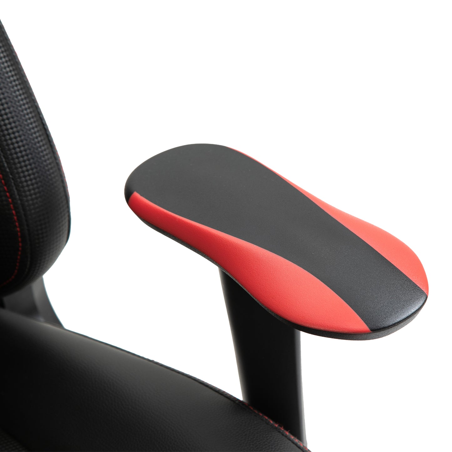 Reclining Gaming Chair with Footrest, Ergonomics, PU Leather Bull Horn Headrest Red and Black