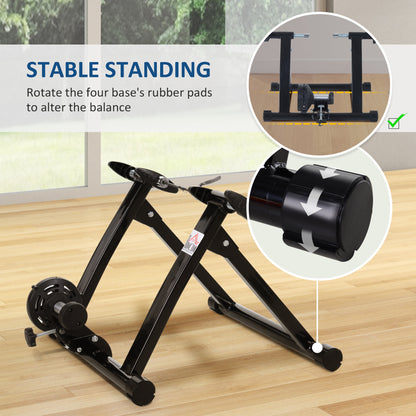 Foldable Indoor Bike Turbo Trainer Exercise Bike Gym Bike Trainer Bike Exercise Stand-Black