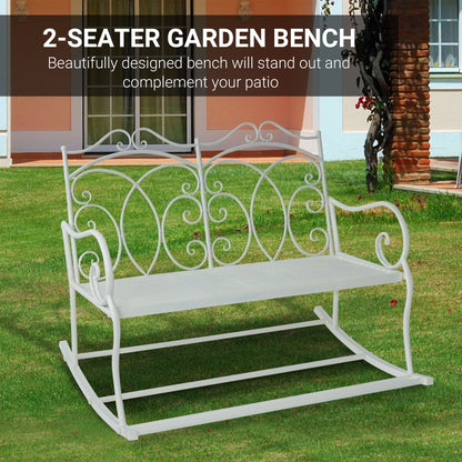 Iron Rocking Bench-Milk White