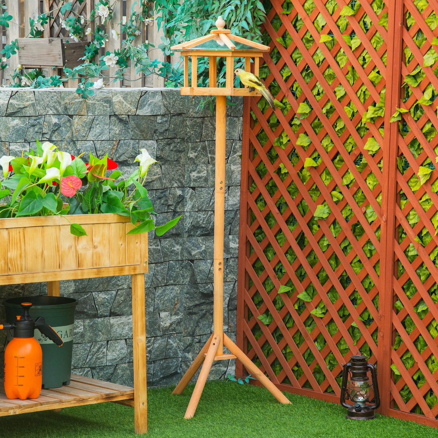 Bird Feeding Station with Post for Garden, Patio or Balcony