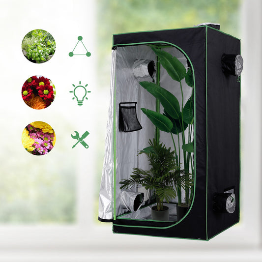 Outsunny Hydroponic Plant Grow Tent, 80L x 80W x 160Hcm-Black/Green 