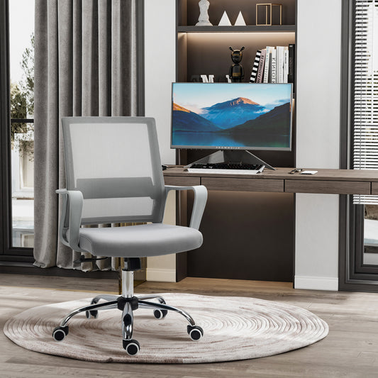 Vinsetto Ergonomic Desk Chair Mesh Office Chair with Adjustable Height Armrest and 360° Swivel Castor Wheels Grey  Aosom Irealnd