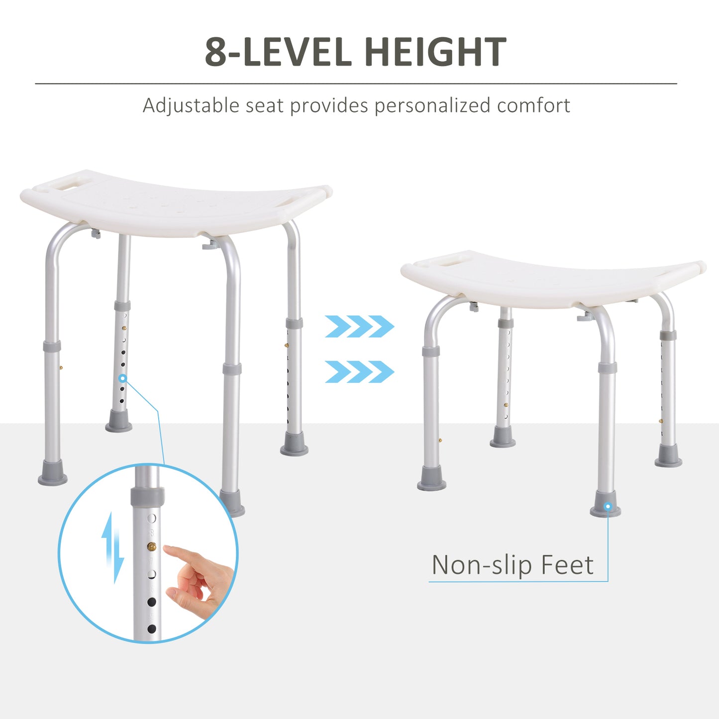 Adjustable Non-Slip Shower and Bath Chair Stool