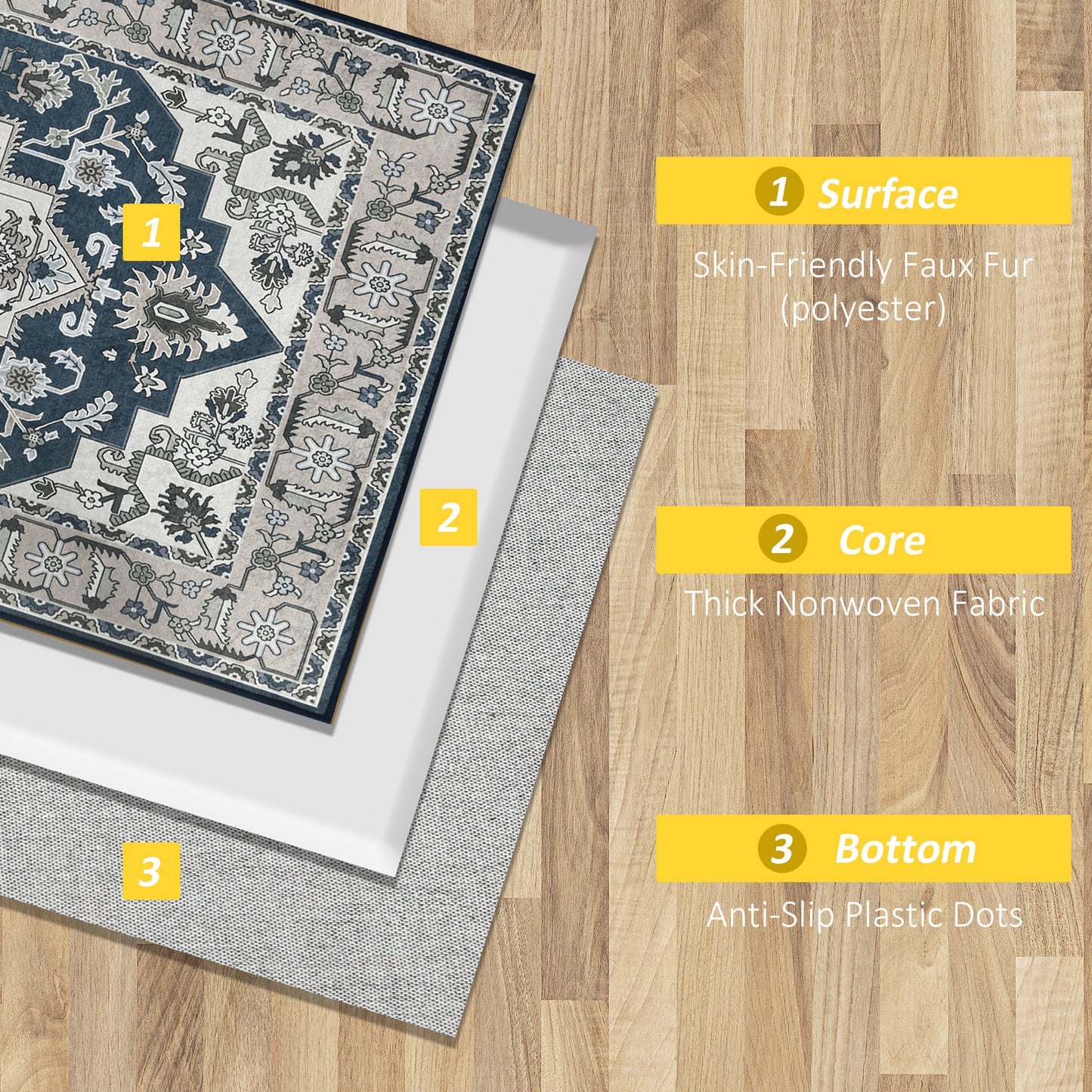 Persian Rugs Carpet, Boho Bohemian Area Rugs Large Carpet Vintage for Living Room, Bedroom, Dining Room, 80x150 cm, Grey