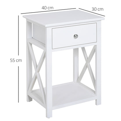 Plant Holder Table, 40Lx30Wx55H cm End Table-White