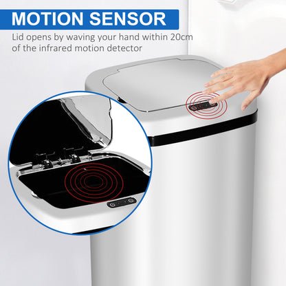 50L Motion Sensor ABS Rubbish Bin Siler/Black