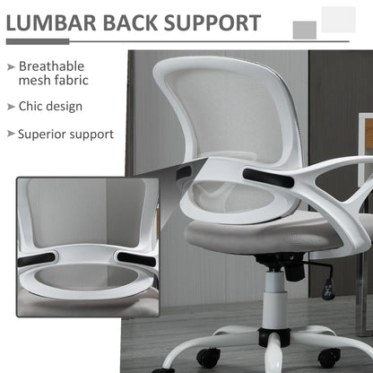 Mesh Study Chair, with Lumbar Back Support Adjustable Height Armrests Grey