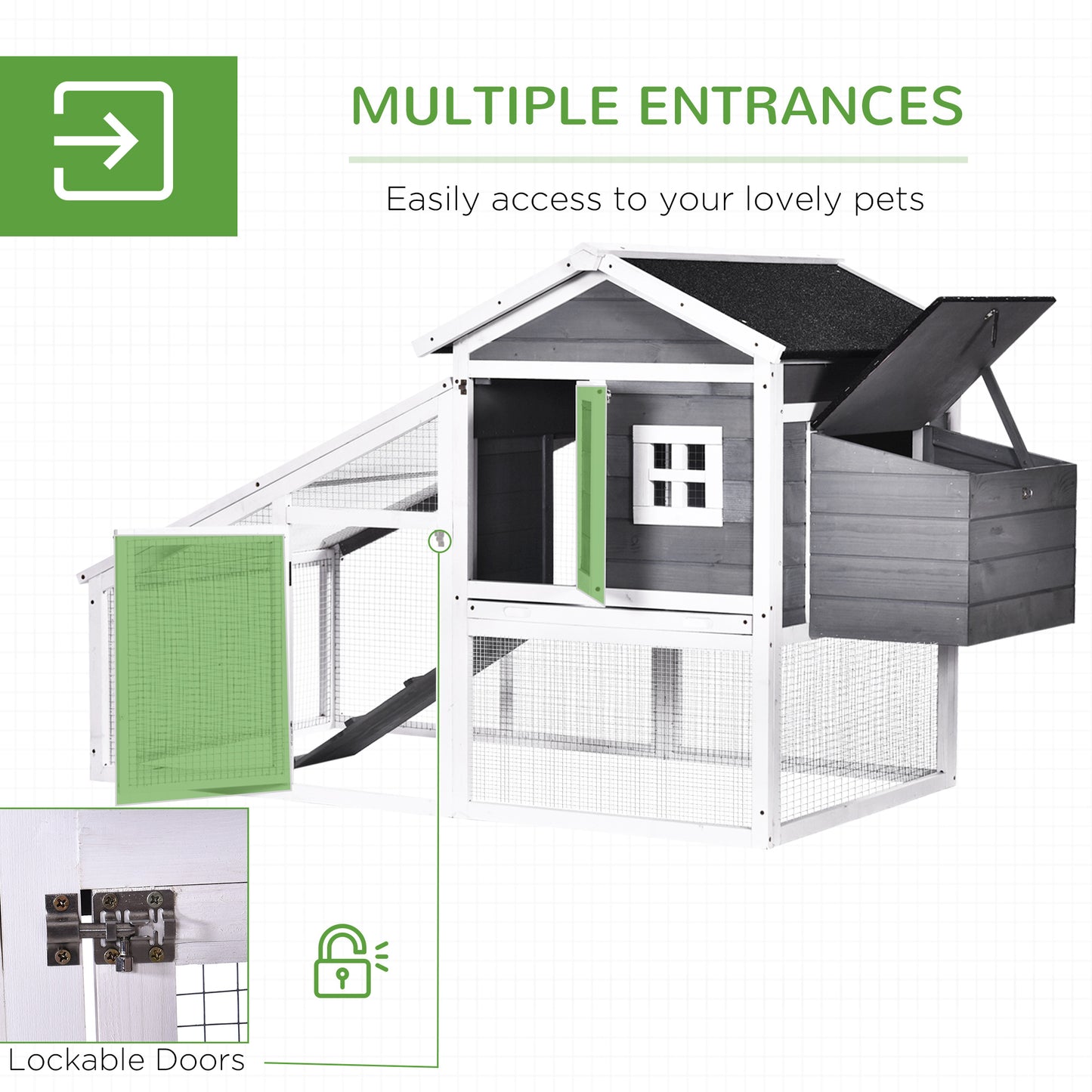 Hen Coop Backyard with Comfortable Nesting Box Run Ramp Sliding Tray