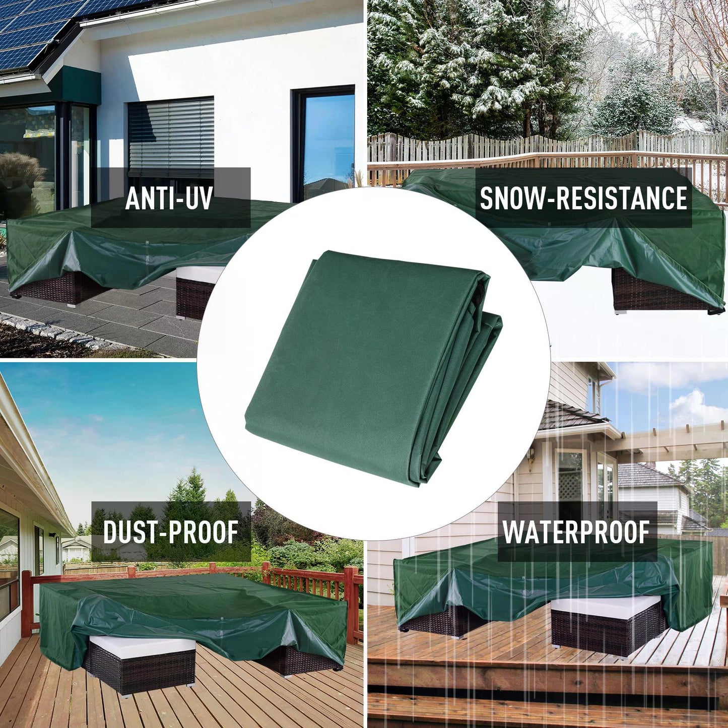 UV/Rain Furniture Cover, 210x140x80 cm-Green