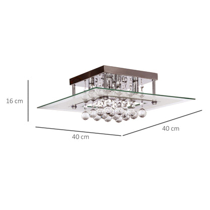 Bathroom Ceiling Light, 40Lx40Wx16H cm Square Crystal Chandelier