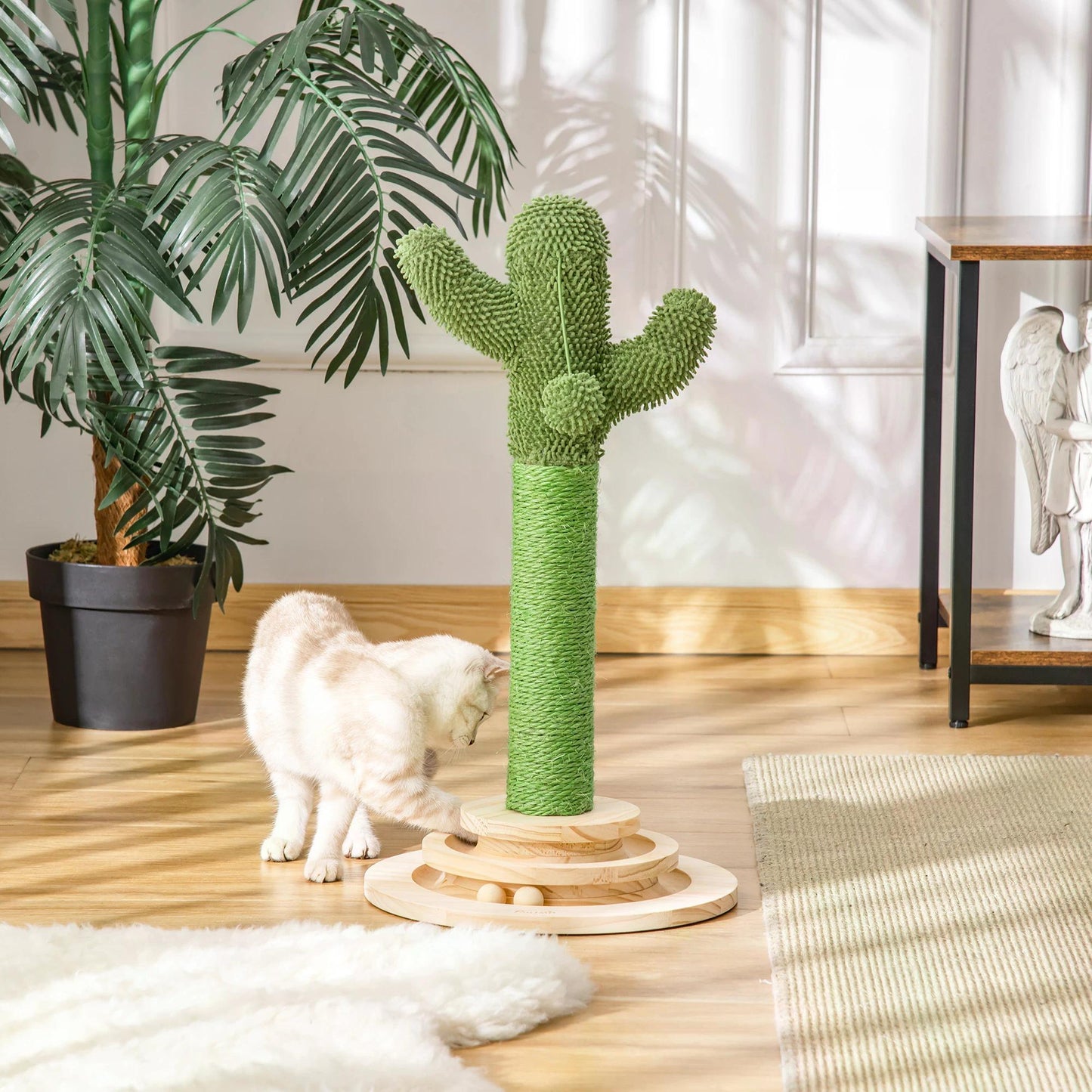 Cat Tree Cactus Sisal Scratching Post Play Tower Kitten Furniture with Hanging Ball Interactive Fun Roller Exerciser