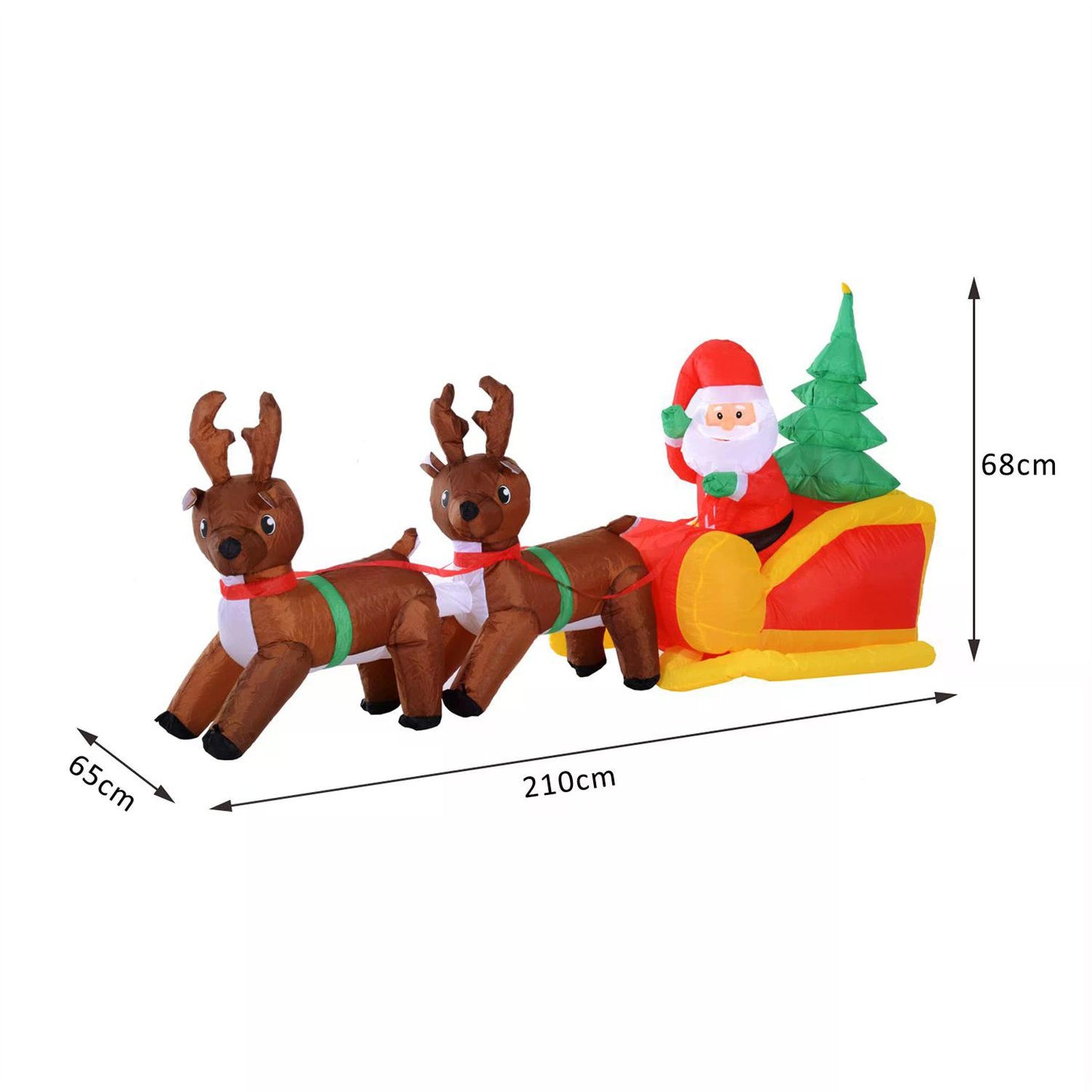 Inflatable Self-inflating Santa Sleigh Reindeer Christmas