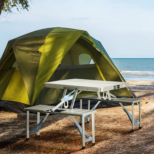 Outsunny Aluminum Portable Picnic Table Chair Set