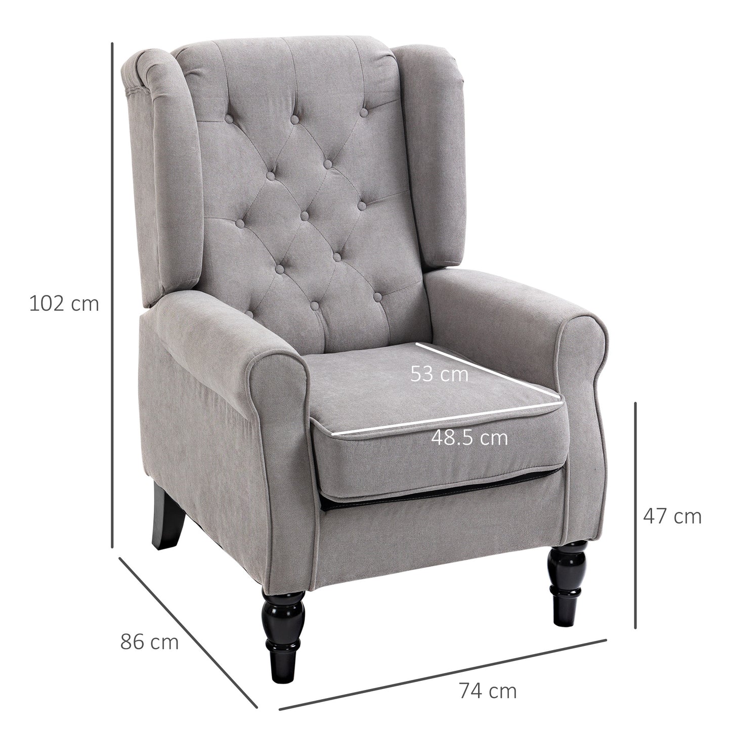 Fabric Tufted Accent Armchair Grey