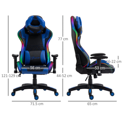 Ergonomic Gaming Chair with RGB LED Light, Lumbar Support, Gamer Recliner, Blue