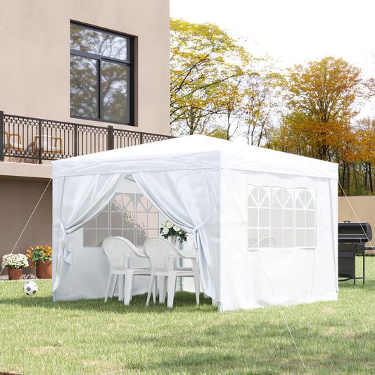 Outsunny 3mx3m Pop Up Gazebo Party Tent Canopy Marquee Waterp Resistant Free Storage Bag White